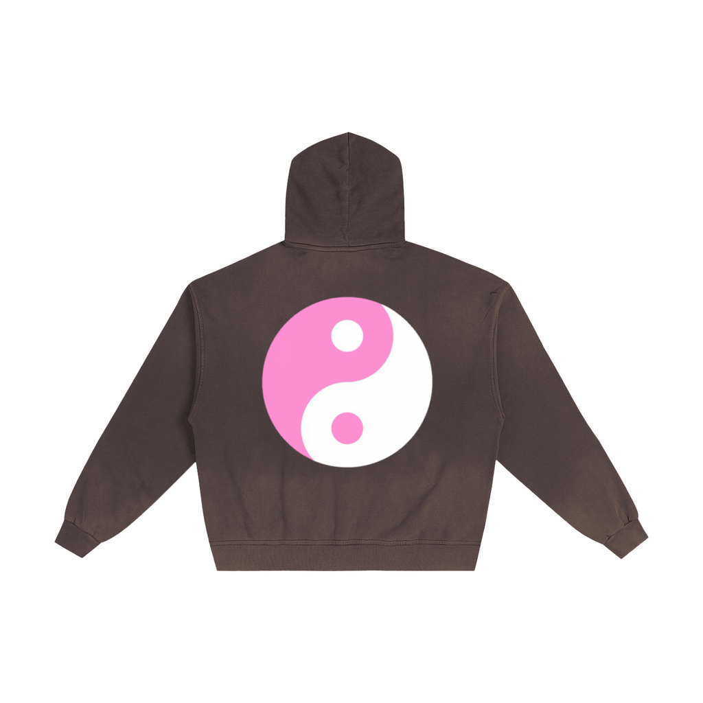Hand-Frayed Sunfade Zip “Pink Yang” Hoodie